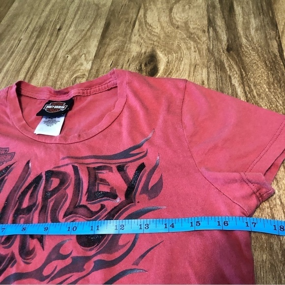 Harley Davidson Honolulu Hawaii Flaming Skull Pink Tshirt Womens Size Medium - Picture 10 of 10